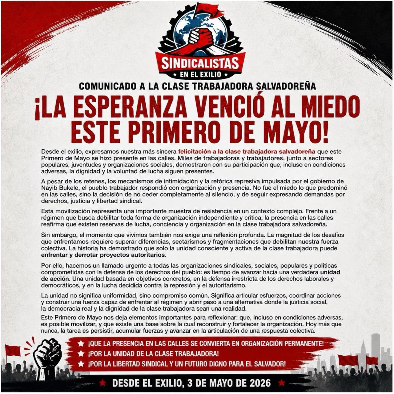 ¡La esperanza venció al miedo este Primero de Mayo!